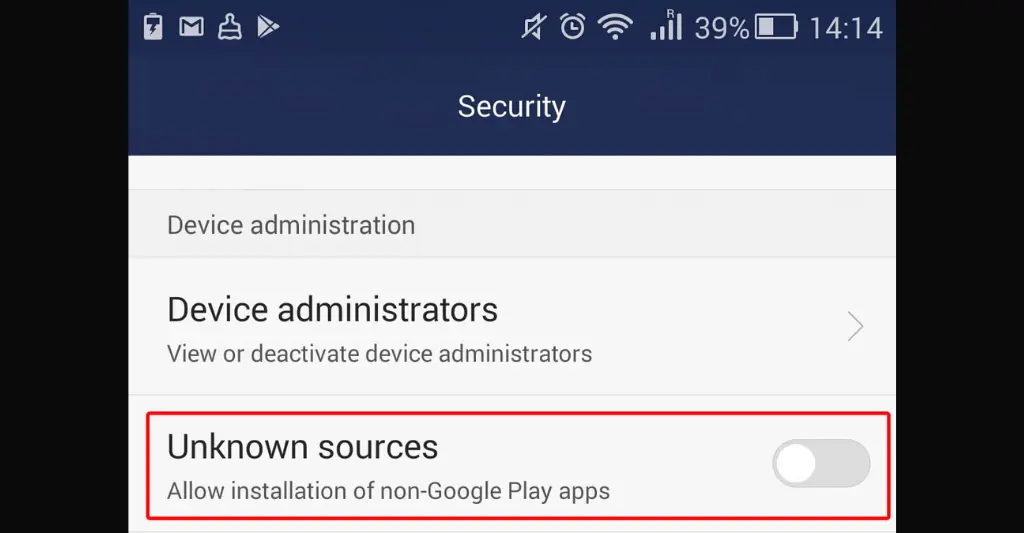 Enable unknown sources option