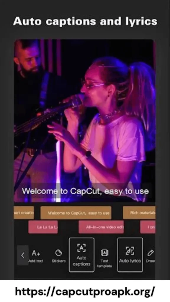 CapCut Screenshot of lyrics